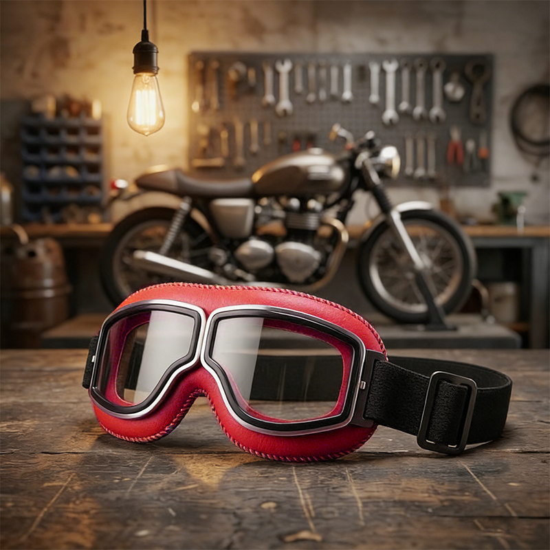 OTG Vintage motorcykelglasögon🕶️ – Passar över receptbelagda glasögon, mjukt vadderade retroglasögon för motorcykelkörning med halkskyddsrem och UV400-skyd