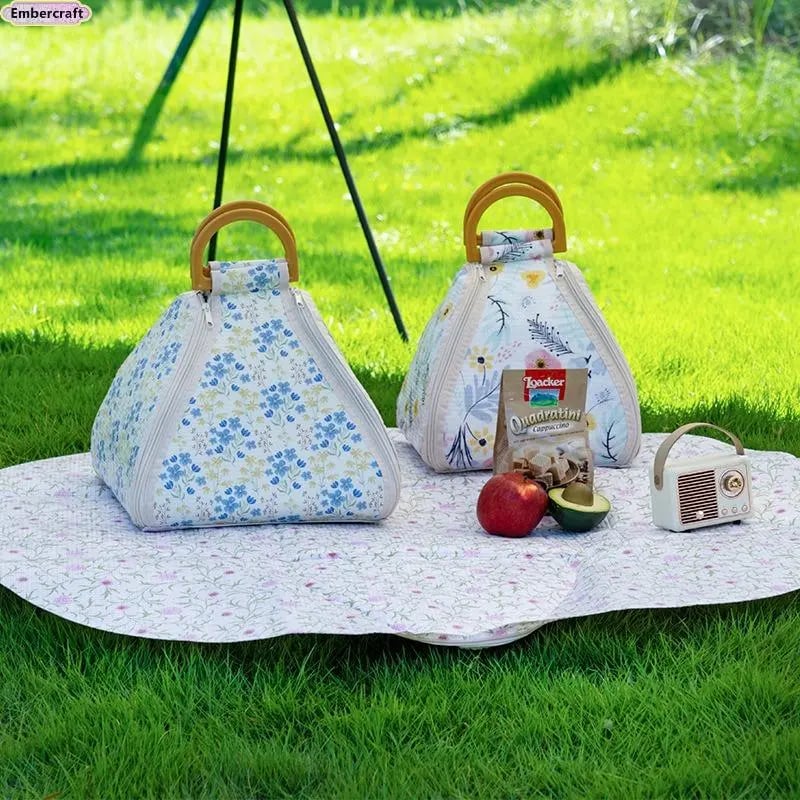 🌿 Vikbar, vattentät picknickfilt med bärhandtag – tjock, vadderad utomhusmatta för stranden, campingen och resan