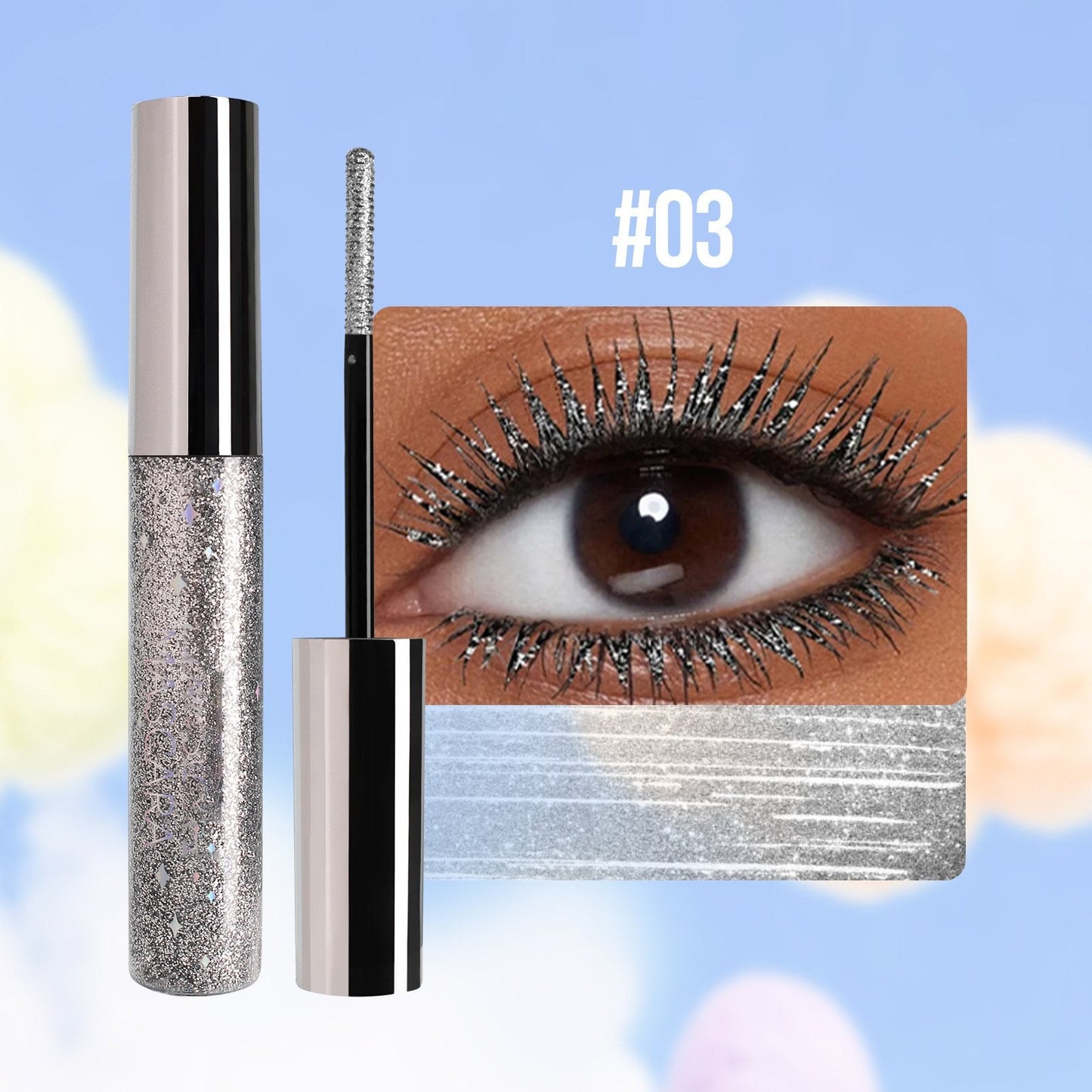 Färgglad Glittermascara/Colorful Glitter Mascara