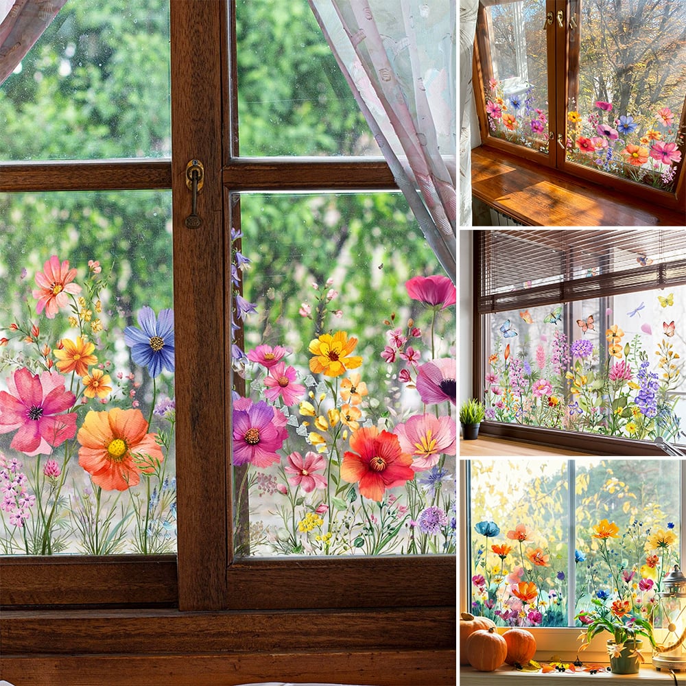 Köp 2 få 1 gratis💐Färgglada Blombukett Fönsterdekal💞