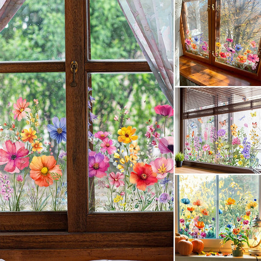 Köp 2 få 1 gratis💐Färgglada Blombukett Fönsterdekal💞