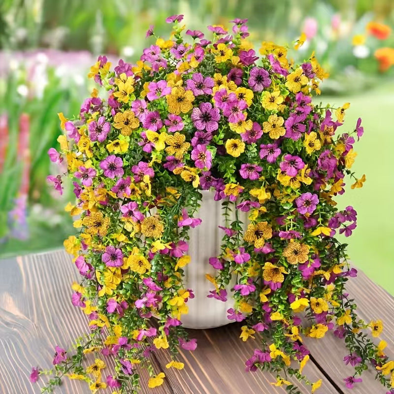 Kaskadformade prästkragar och eukalyptusblommor för utomhusbruk – UV-beständig