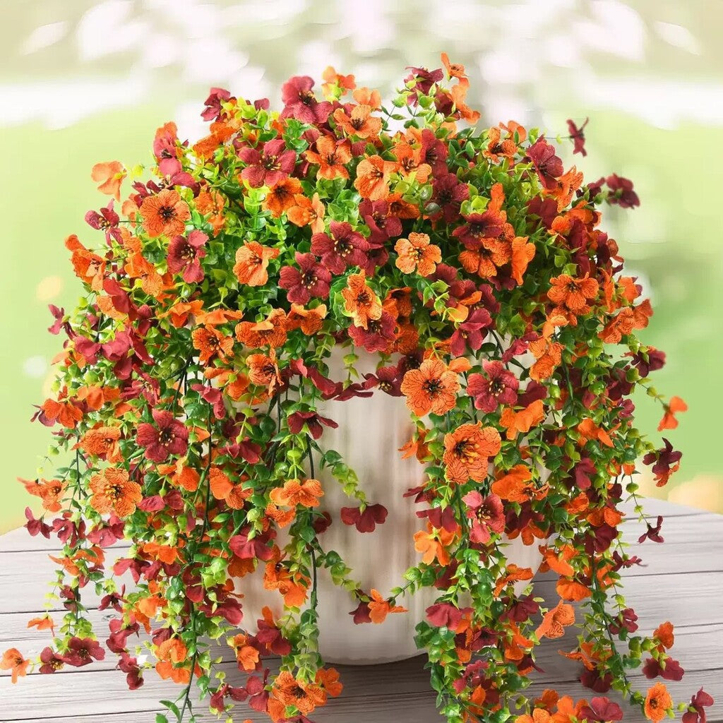 Kaskadformade prästkragar och eukalyptusblommor för utomhusbruk – UV-beständig