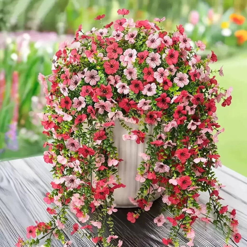 Kaskadformade prästkragar och eukalyptusblommor för utomhusbruk – UV-beständig