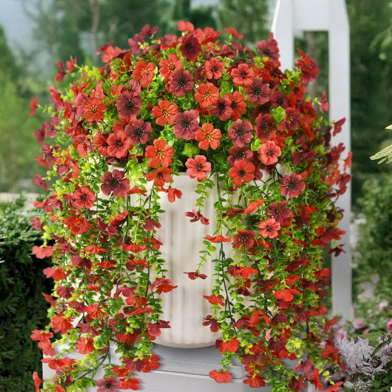 Kaskadformade prästkragar och eukalyptusblommor för utomhusbruk – UV-beständig