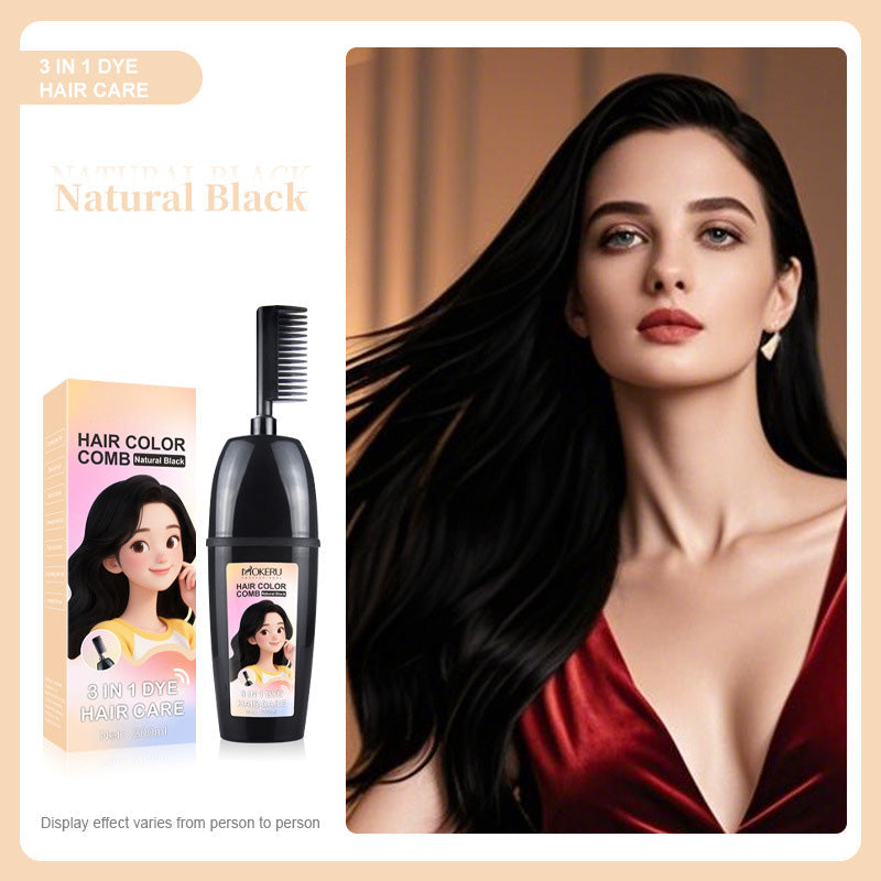 🧴3-i-1 växtbaserad hårfärgningskam | Enkel hårfärgning hemma med inbyggd borste