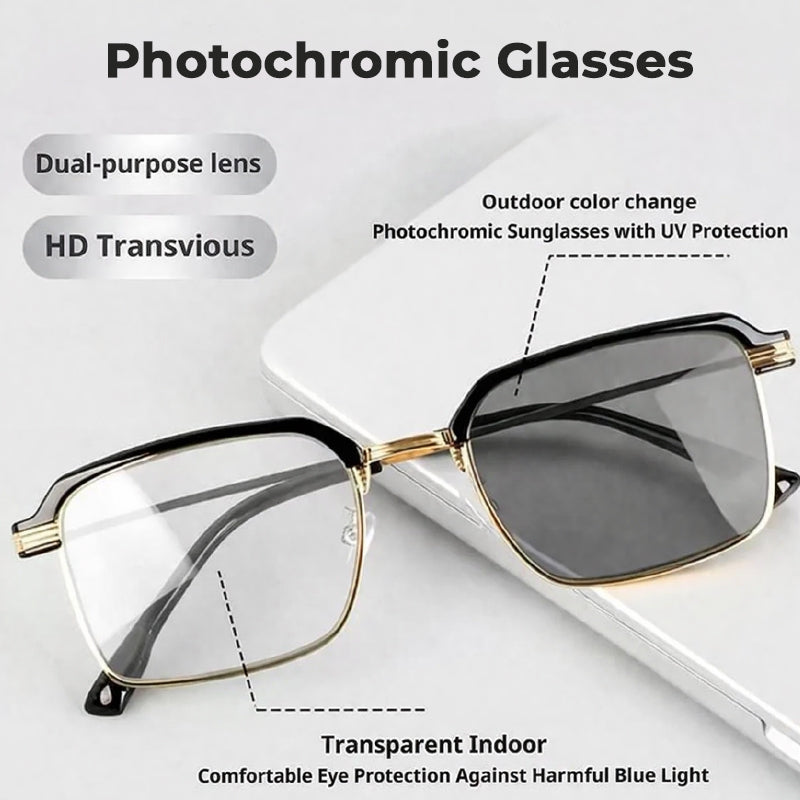 👓Fotokromatiska glasögon – automatisk mörkfärgning, UV400-skydd och blått ljusfilter