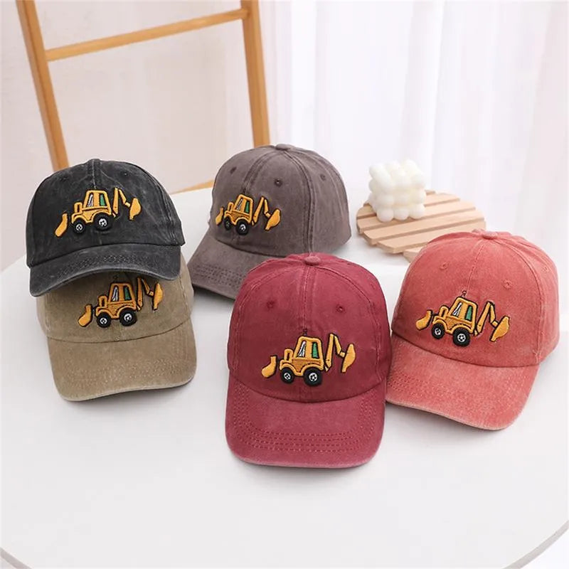 🚜Baseballkeps med grävmaskinmotiv för småbarn