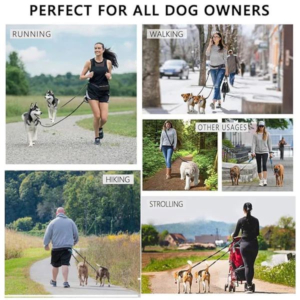 Löparmidjeväska med koppel för hund