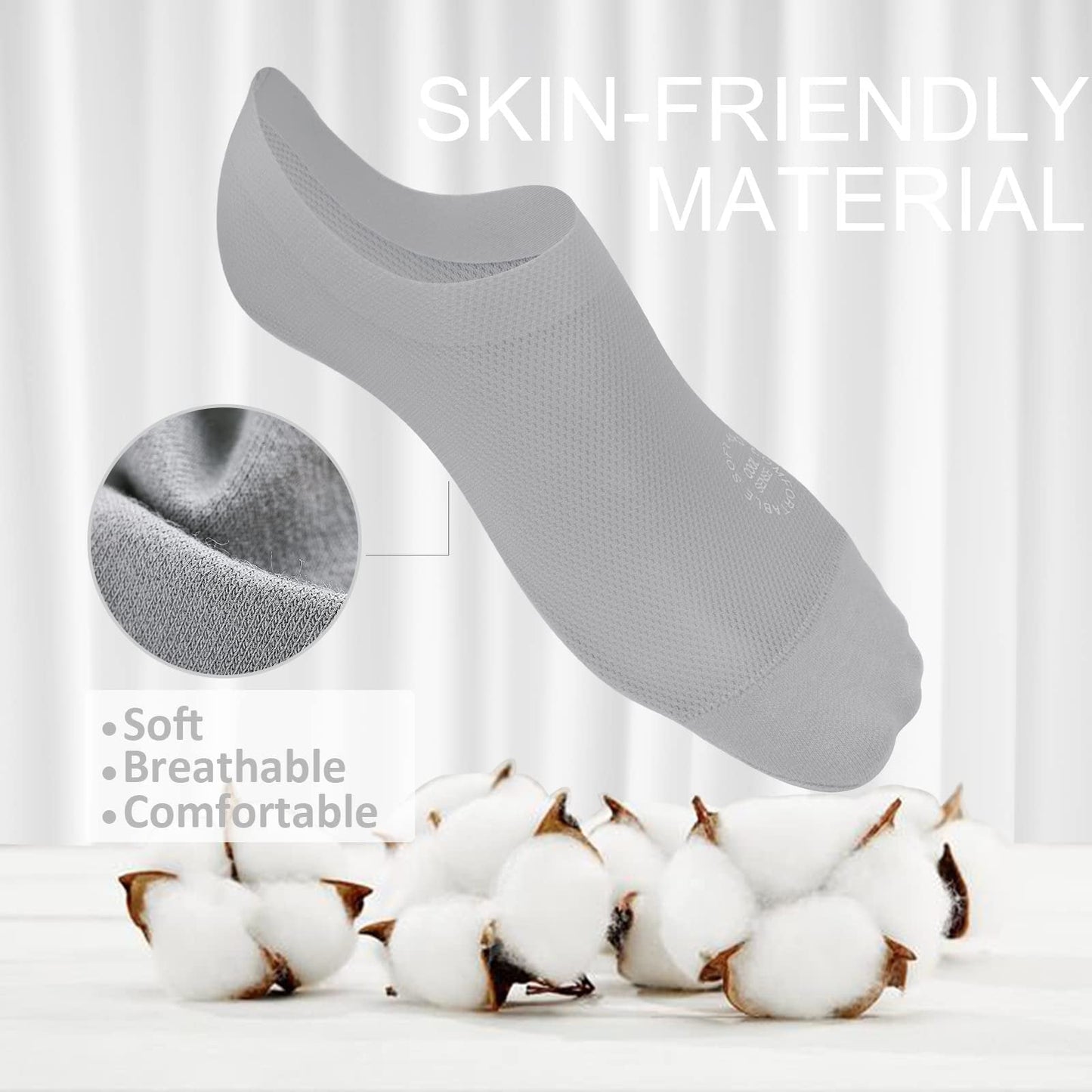 🔥 Förpackning med 3 par osynliga strumpor med halkskydd 🧦 – Andningsbar, låg design med halkskydd och svettabsorberande egenskape