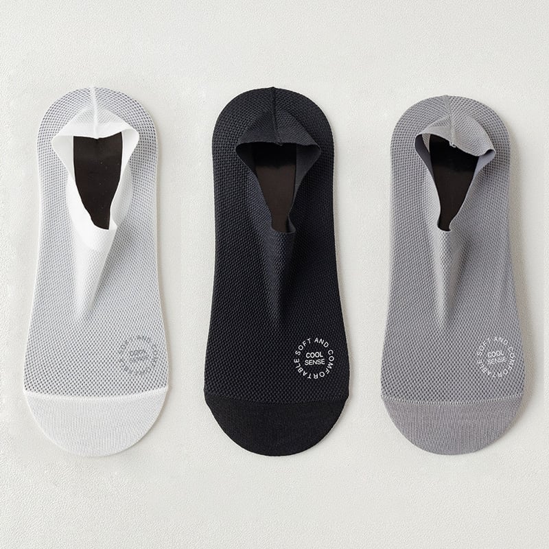 🔥 Förpackning med 3 par osynliga strumpor med halkskydd 🧦 – Andningsbar, låg design med halkskydd och svettabsorberande egenskape