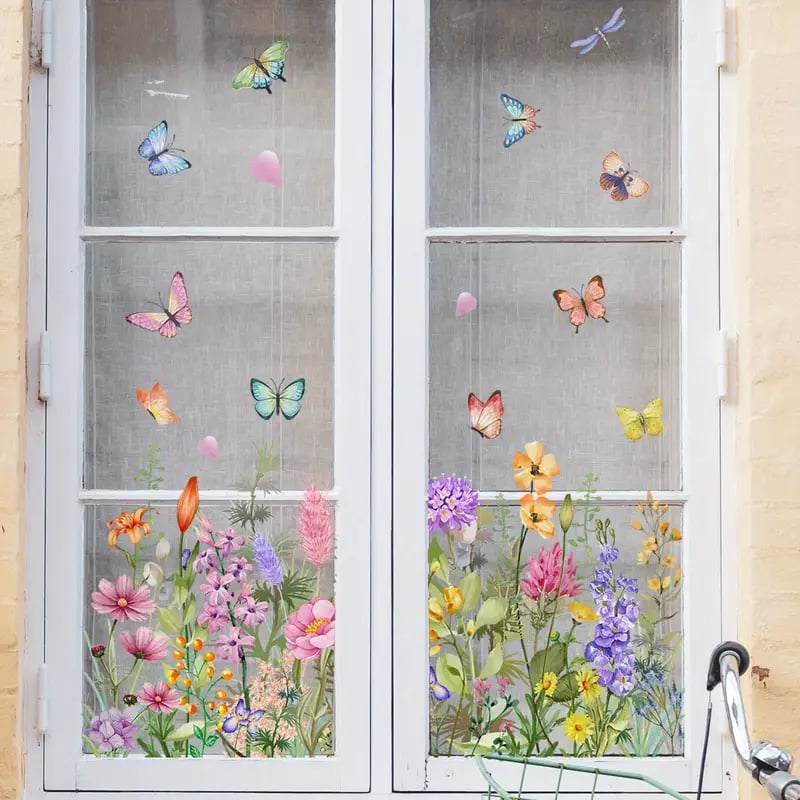 Köp 2 få 1 gratis💐Färgglada Blombukett Fönsterdekal💞