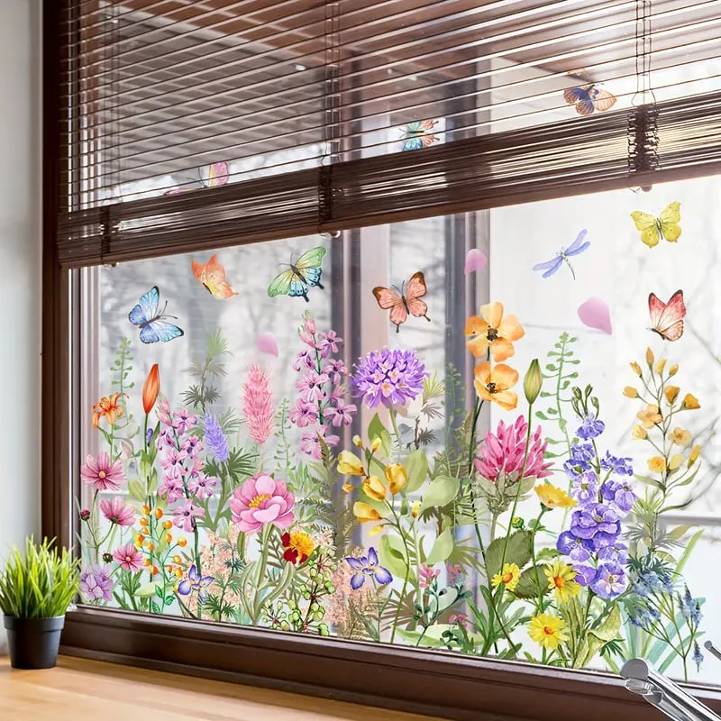 Köp 2 få 1 gratis💐Färgglada Blombukett Fönsterdekal💞