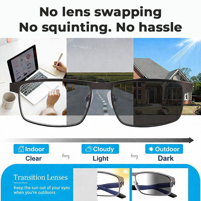 👓Fotokromatiska glasögon – automatisk mörkfärgning, UV400-skydd och blått ljusfilter