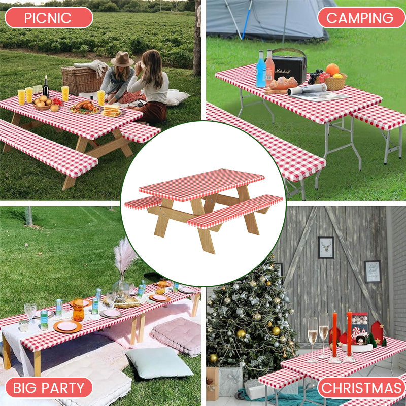 Sats med duk till picknickbor