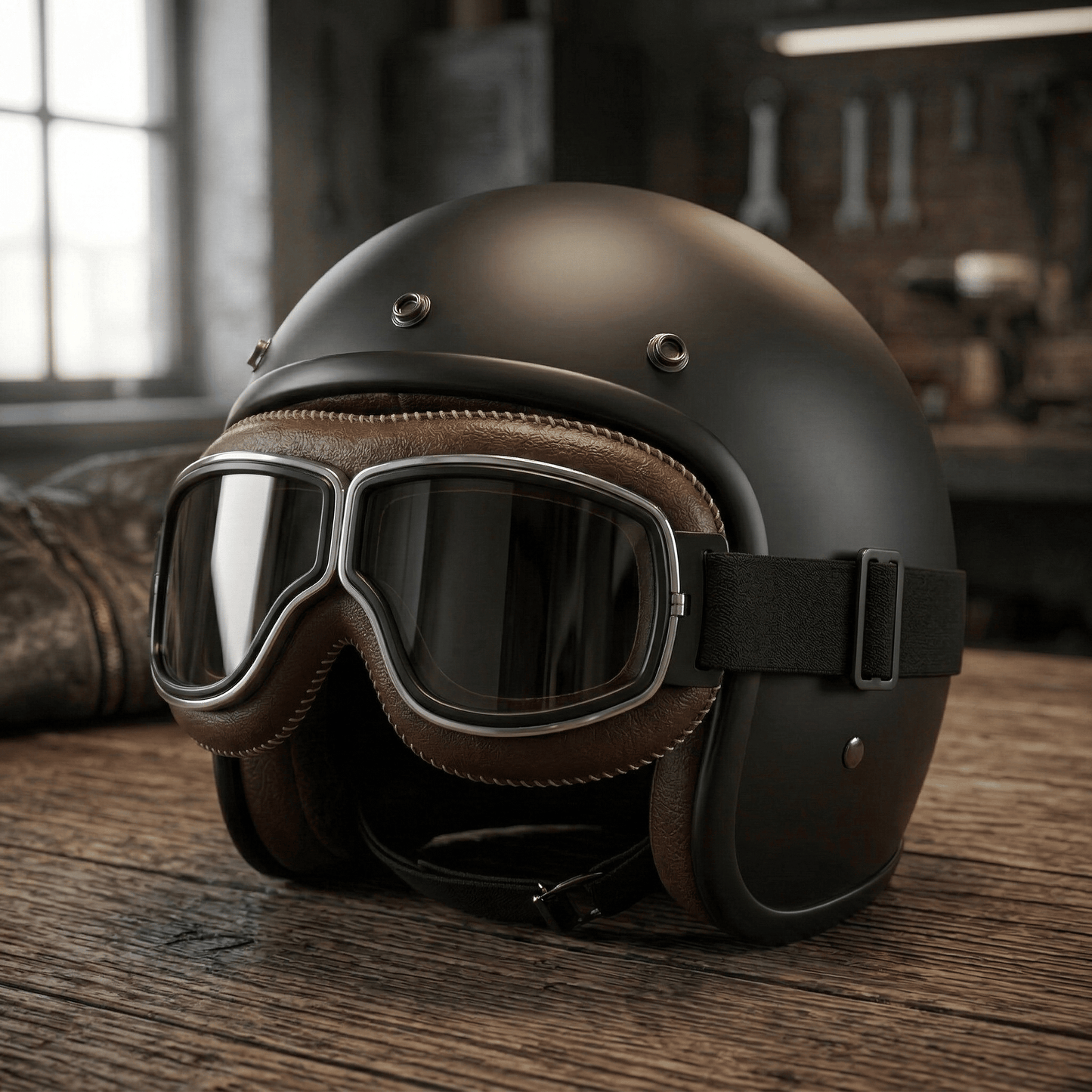 OTG Vintage motorcykelglasögon🕶️ – Passar över receptbelagda glasögon, mjukt vadderade retroglasögon för motorcykelkörning med halkskyddsrem och UV400-skyd