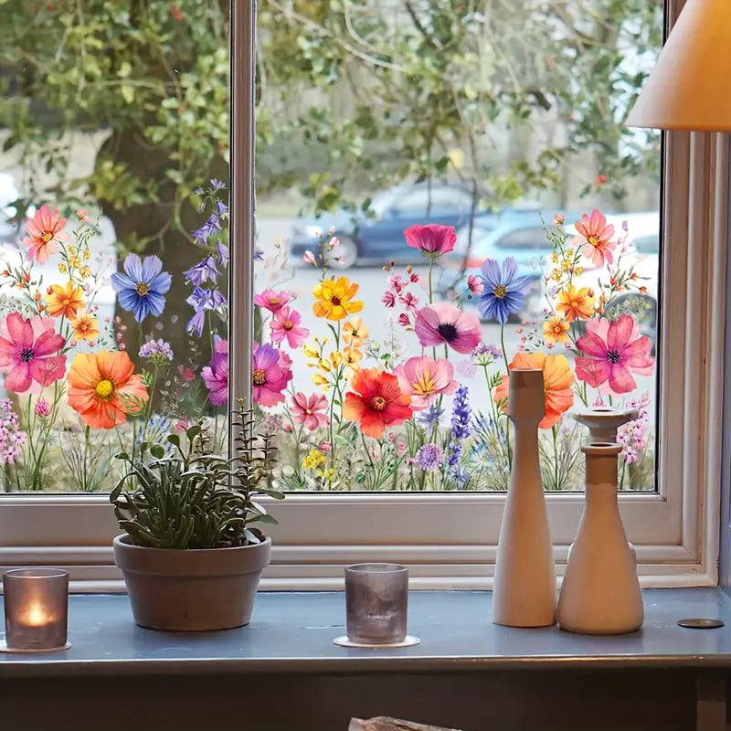 Köp 2 få 1 gratis💐Färgglada Blombukett Fönsterdekal💞