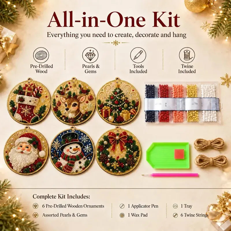 ⏳ Sista dagen med 49 % rabatt – 🎄Nybörjarvänligt DIY-kit för diamantmålning med julpärlor och ädelstenar | 6 festliga motiv med glittrande pärlor, facetterade ädelstenar och detaljer i 3D-lager
