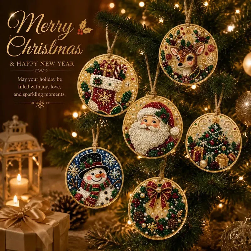 ⏳ Sista dagen med 49 % rabatt – 🎄Nybörjarvänligt DIY-kit för diamantmålning med julpärlor och ädelstenar | 6 festliga motiv med glittrande pärlor, facetterade ädelstenar och detaljer i 3D-lager