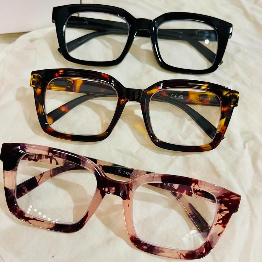 👓3-pack Tortoisesh👓 3-pack läsglasögon – extra stora fyrkantiga läsglasögon med blåljusfilterell Reading Glasses – Oversized Square Reading Glasses That Block Blue Light