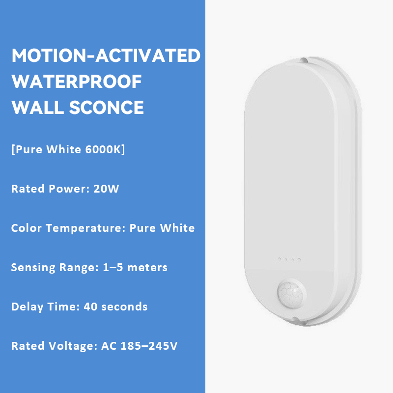 Vattentät vägglampa med rörelsesenso