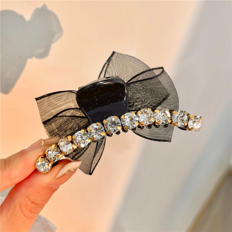 🎀7 cm dubbelsidiga hårklämmor med rosett och kristaller – passar alla åldrar perfekt