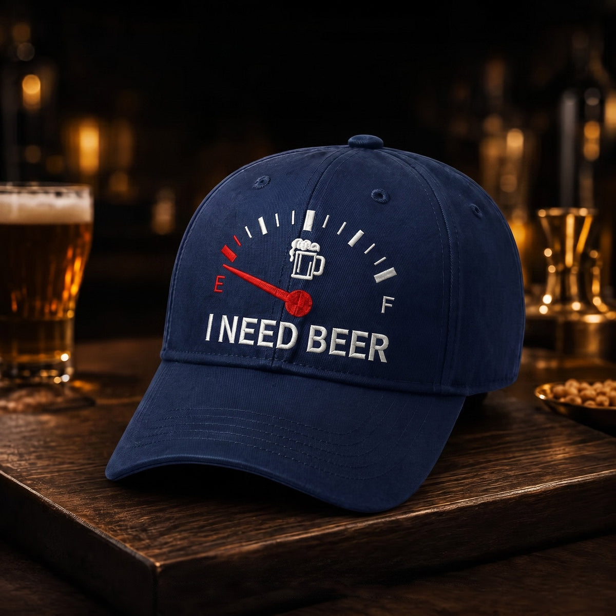 🍺 Basebollkeps med broderiet ”I NEED BEER” – Unisex-minneskeps