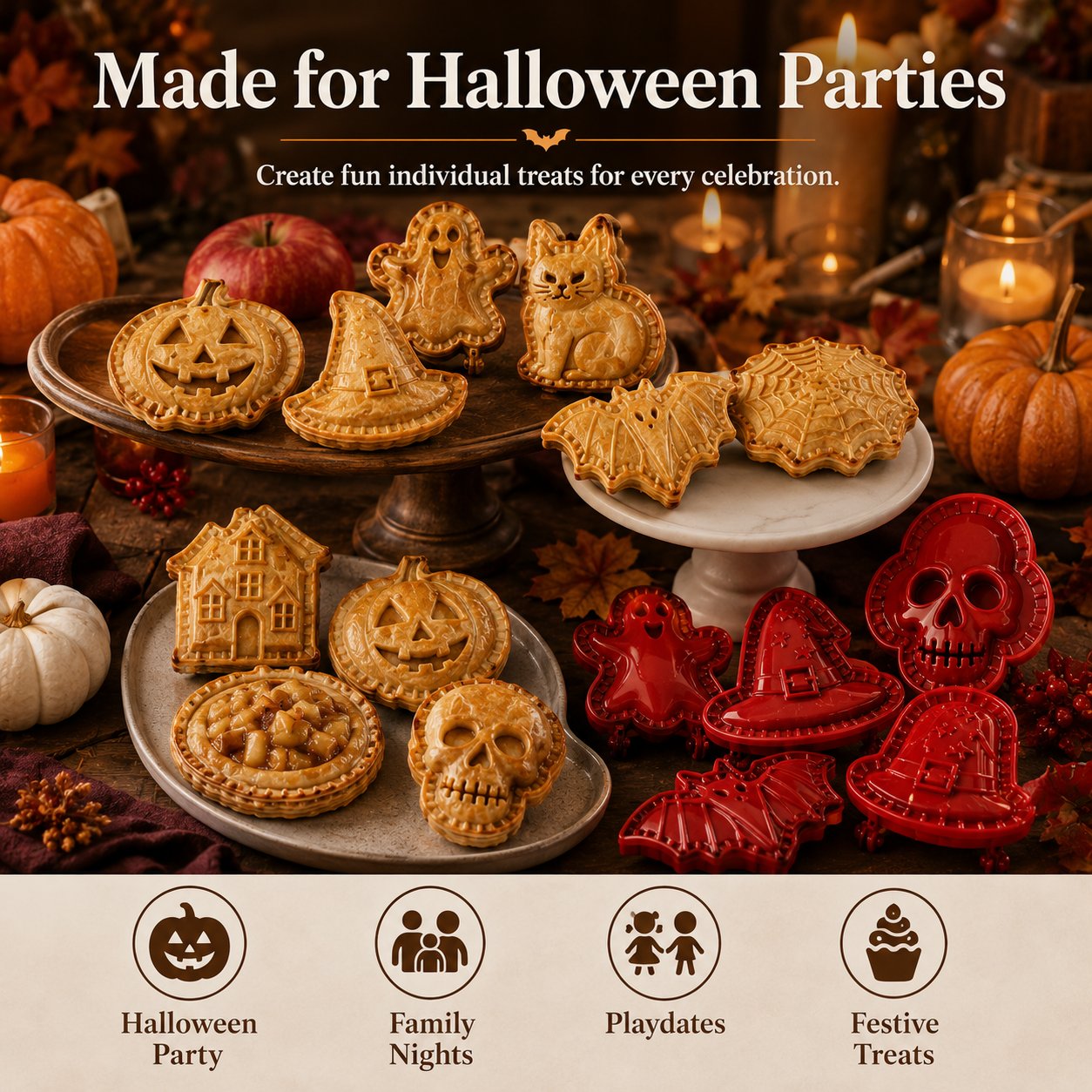 🎃 8-delars set med formar för små halloweenpajer
