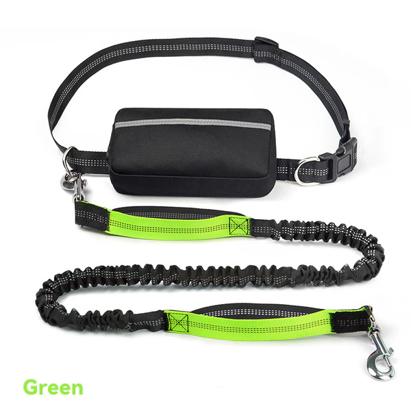 Löparmidjeväska med koppel för hund