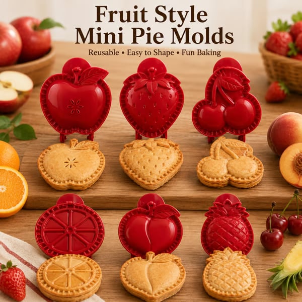 🥧Nybörjarvänlig, återanvändbar miniform för handpajer | 6 roliga former för enkel fyllning, formning och tillslutning av hembakade pajer och bakverk 🍎