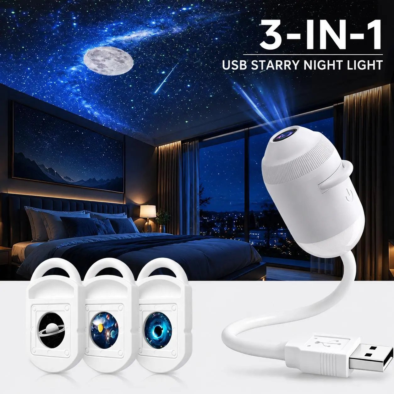 ✨ Plug-and-Play HD-stjärnprojektor