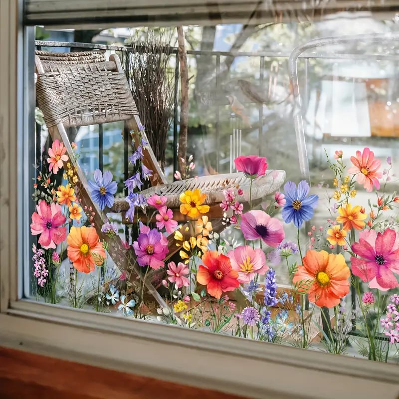 Köp 2 få 1 gratis💐Färgglada Blombukett Fönsterdekal💞