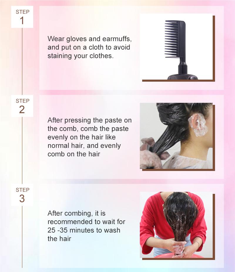 🧴3-i-1 växtbaserad hårfärgningskam | Enkel hårfärgning hemma med inbyggd borste