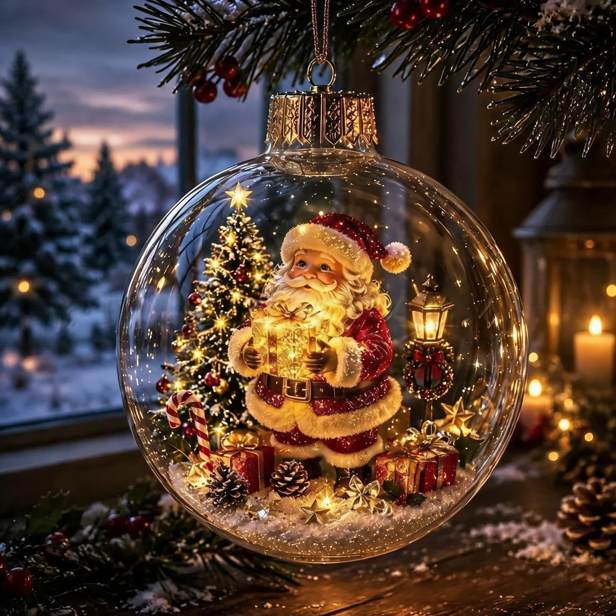 🎄Lysande juldiorama-julgransprydnad – En liten vintervärld i din handflata👼