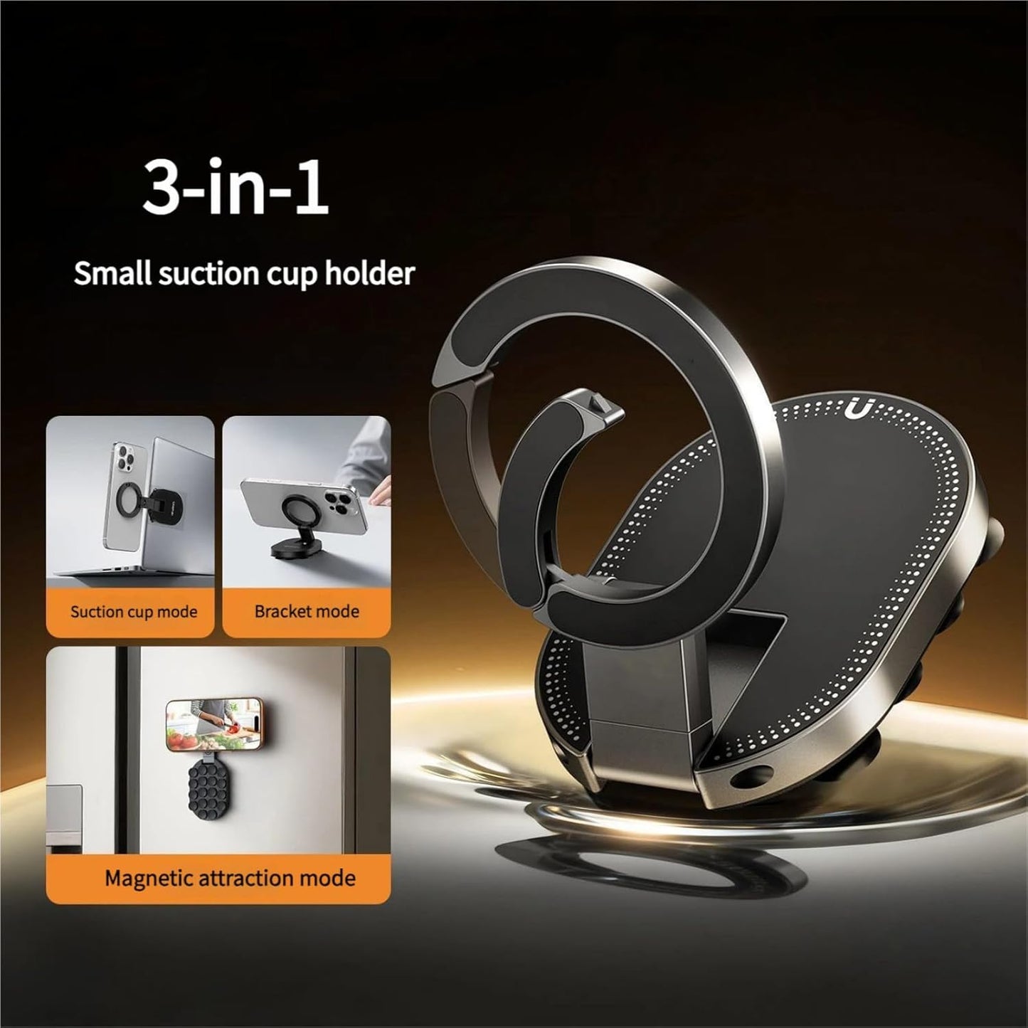 🔥 3-i-1 magnetisk telefonhållare med sugkopp