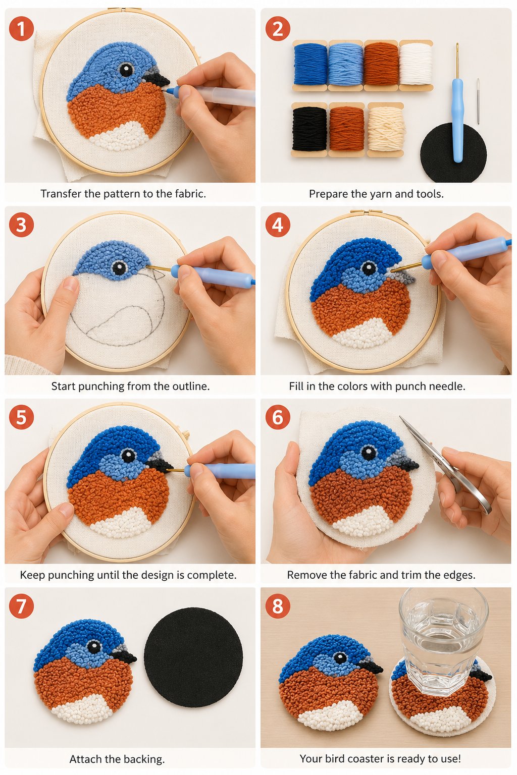 🧵Perfekt för nybörjare🐦DIY-kit för fågelunderlägg med stansnå
