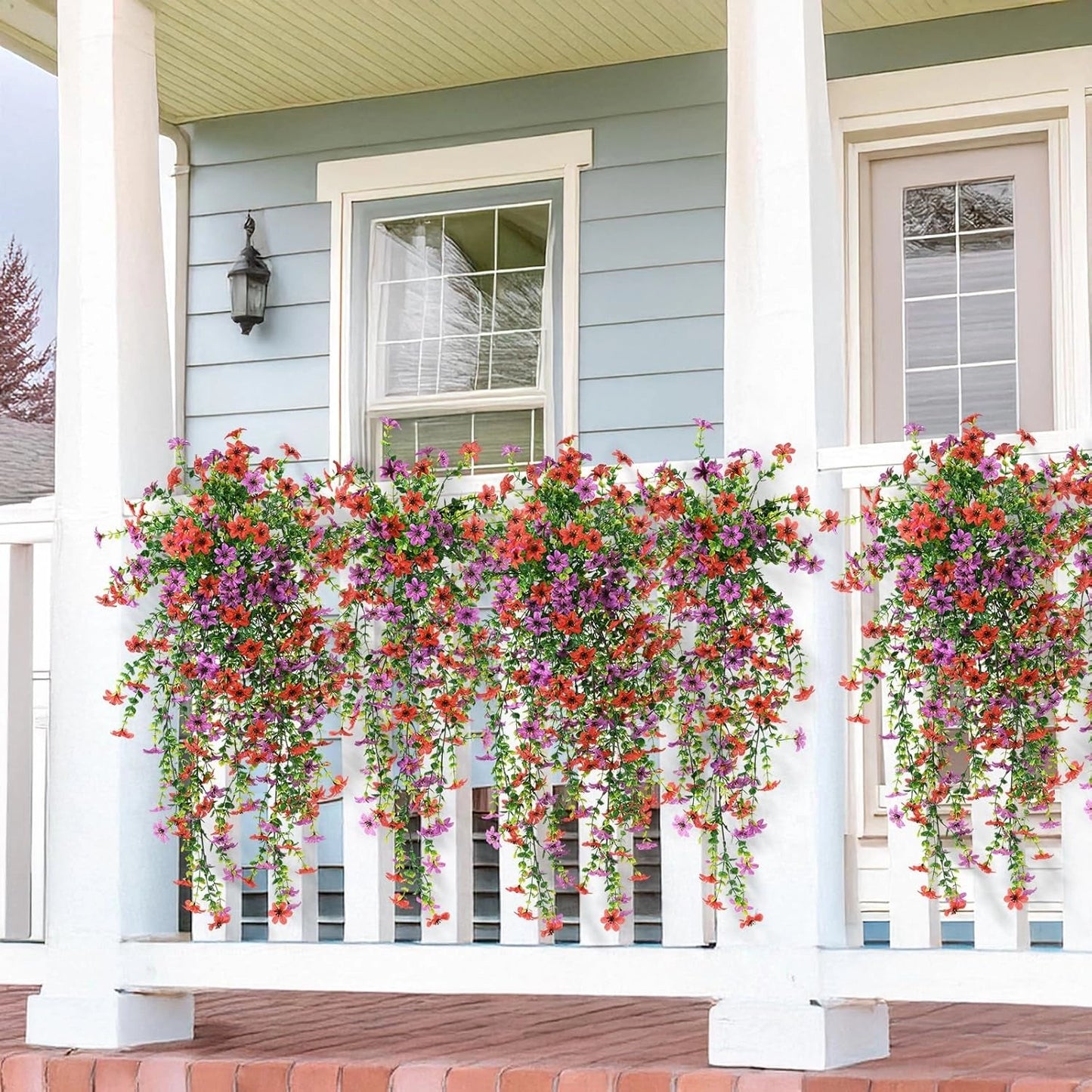 Kaskadformade prästkragar och eukalyptusblommor för utomhusbruk – UV-beständig