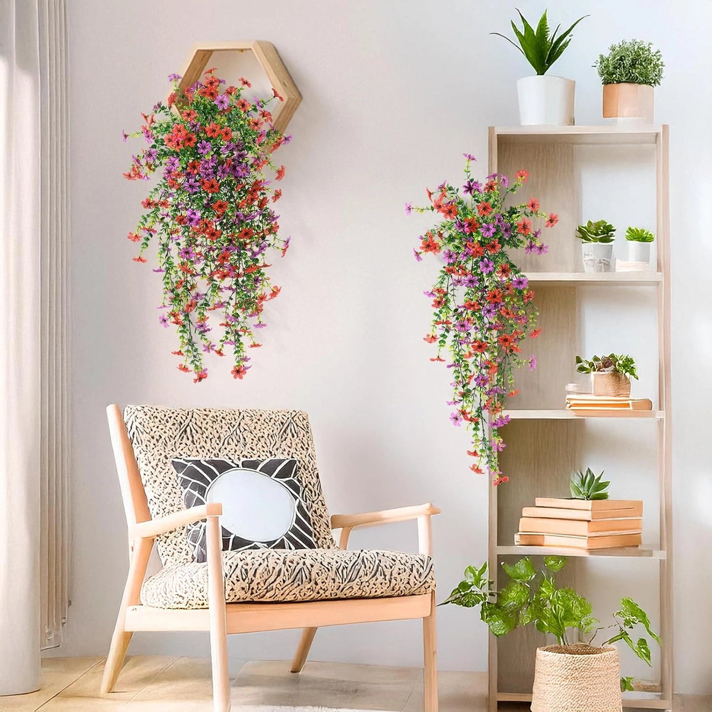 Kaskadformade prästkragar och eukalyptusblommor för utomhusbruk – UV-beständig