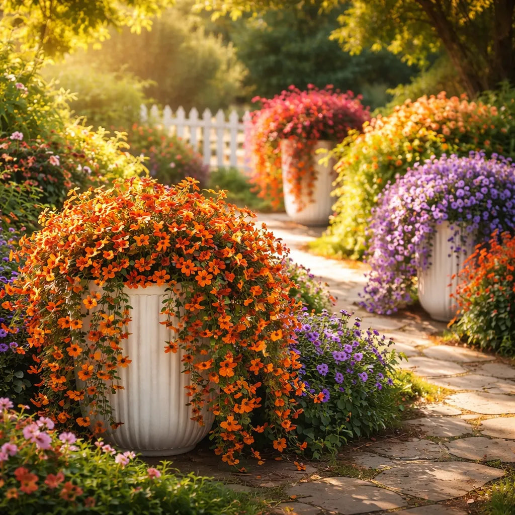 Kaskadformade prästkragar och eukalyptusblommor för utomhusbruk – UV-beständig