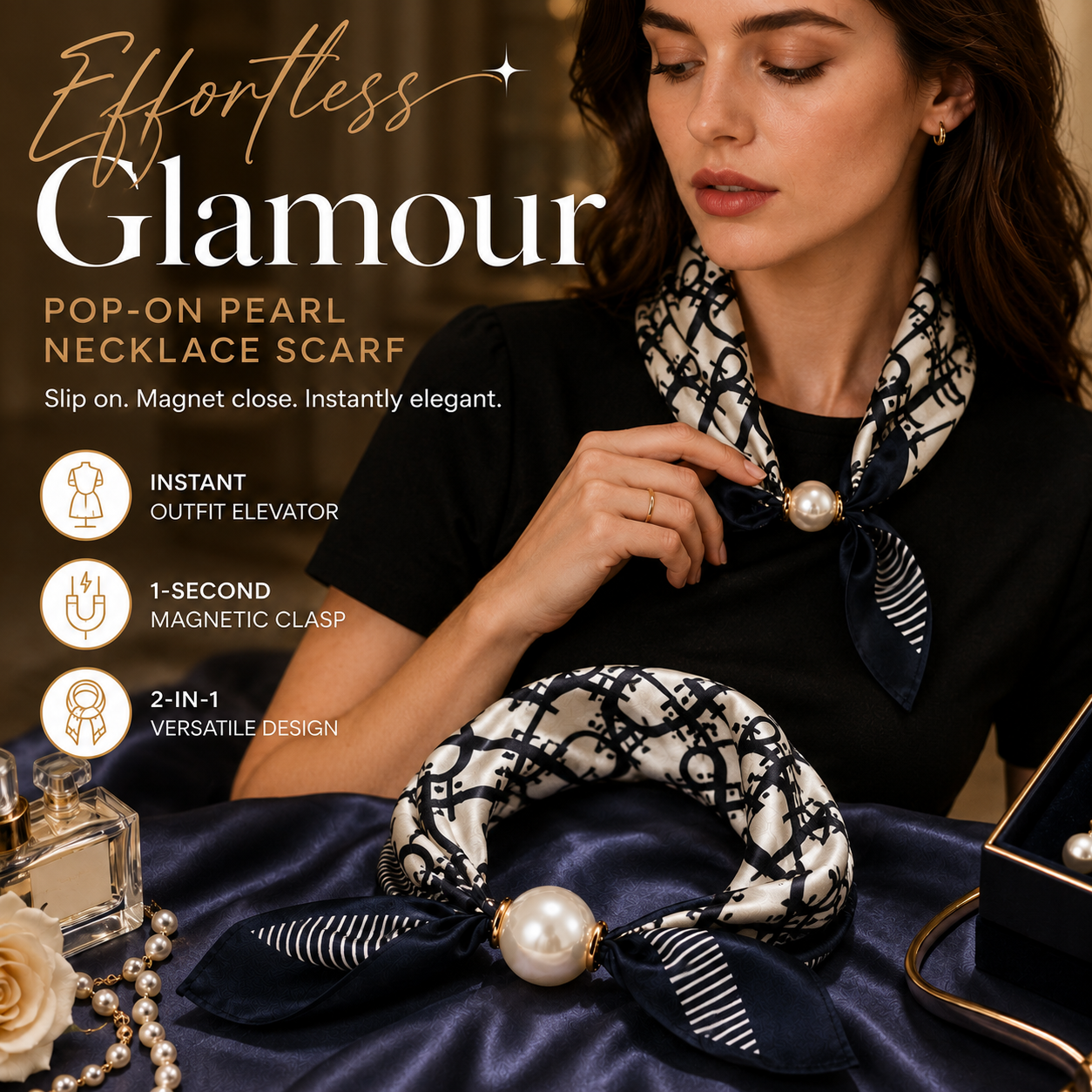 🧣 Glamour utan ansträngning: Halsduk med påsättbara pärlor