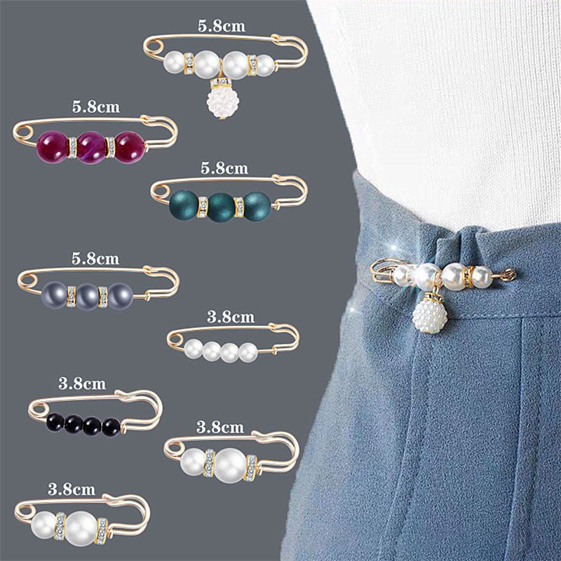 ✨Pearl Brooch Pins,Safety Pins for Clothing Dress pants skirt Cardigan Collar，Faux Pearl Rhinestones Brooches for Women Girls Pants Extender Safety Pins