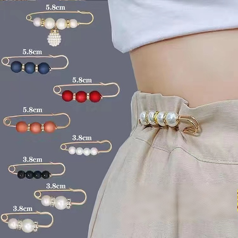✨Pearl Brooch Pins,Safety Pins for Clothing Dress pants skirt Cardigan Collar，Faux Pearl Rhinestones Brooches for Women Girls Pants Extender Safety Pins