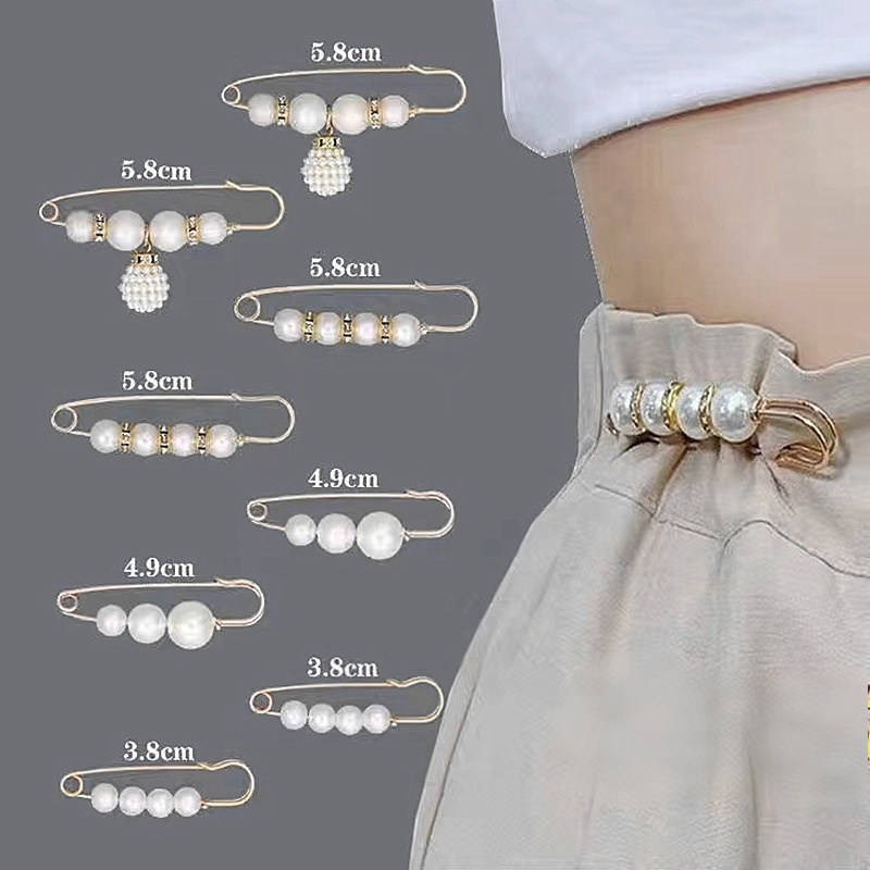 ✨Pearl Brooch Pins,Safety Pins for Clothing Dress pants skirt Cardigan Collar，Faux Pearl Rhinestones Brooches for Women Girls Pants Extender Safety Pins