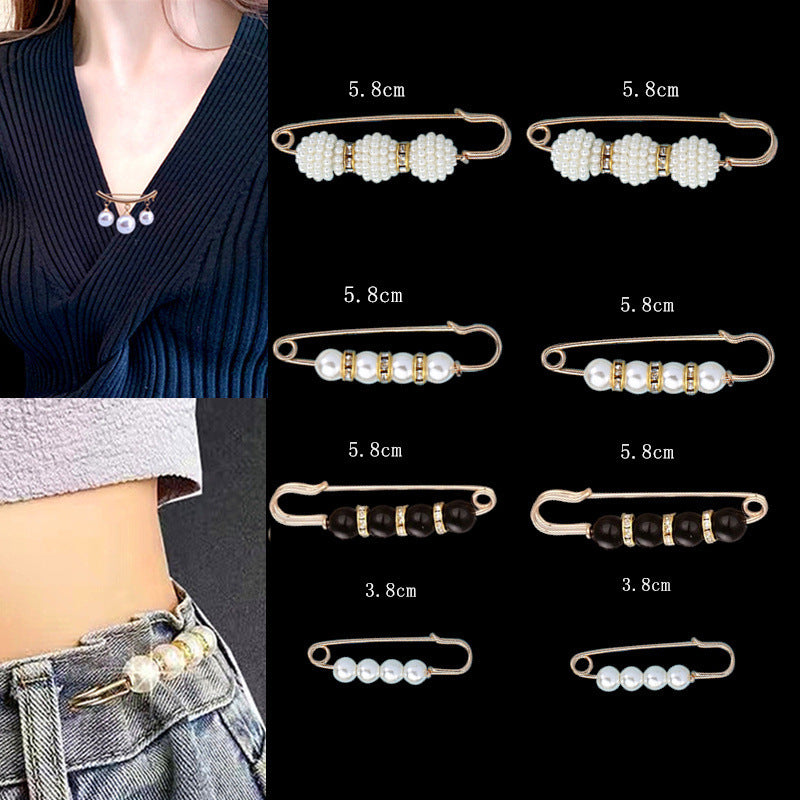 ✨Pearl Brooch Pins,Safety Pins for Clothing Dress pants skirt Cardigan Collar，Faux Pearl Rhinestones Brooches for Women Girls Pants Extender Safety Pins