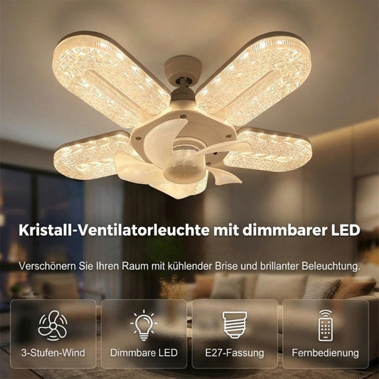 LED-fläktlampa med 5 blad och kristalleffek