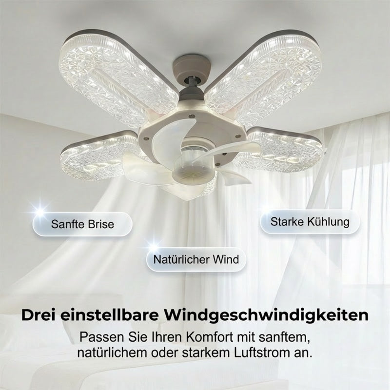 LED-fläktlampa med 5 blad och kristalleffek