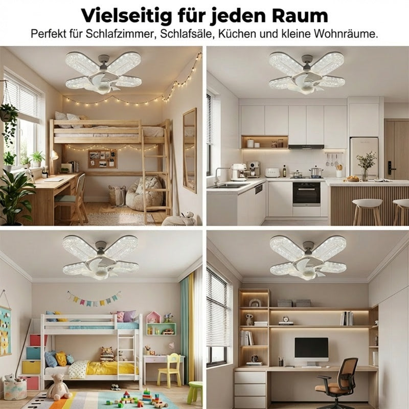LED-fläktlampa med 5 blad och kristalleffek