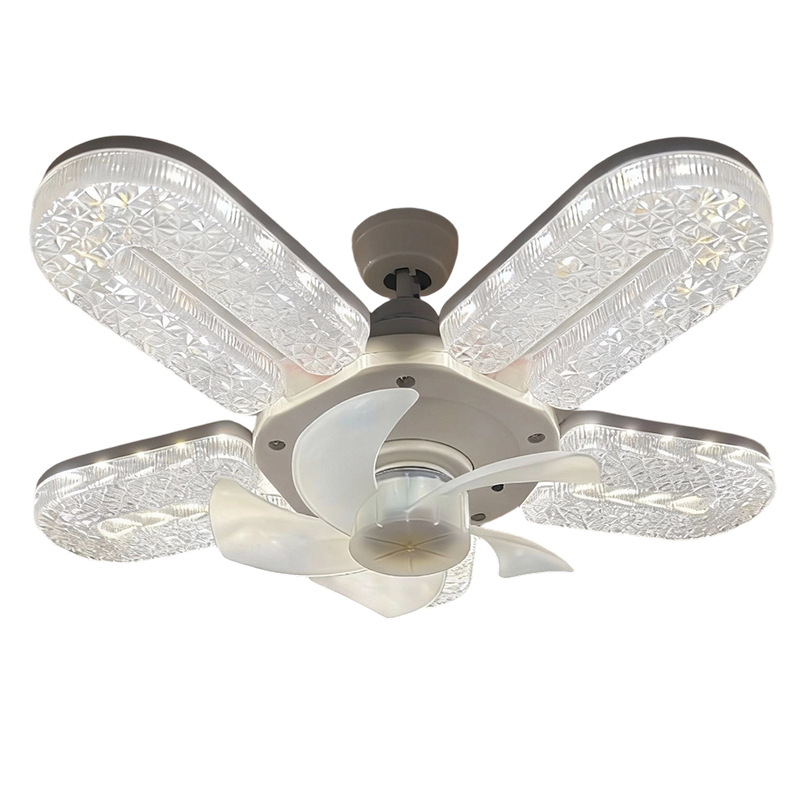LED-fläktlampa med 5 blad och kristalleffek