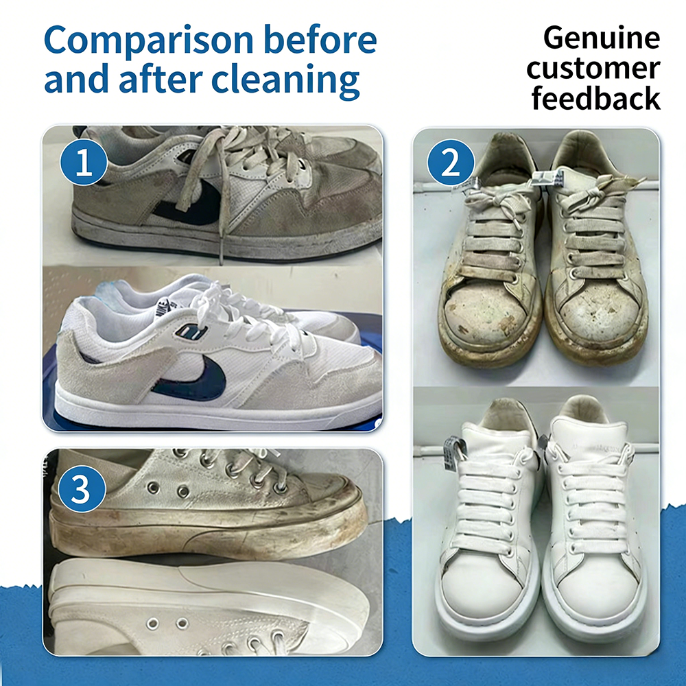 🌟 Vattenfri rengöringskräm för vita skor – djupgående rengöring, ingen sköljning behövs
