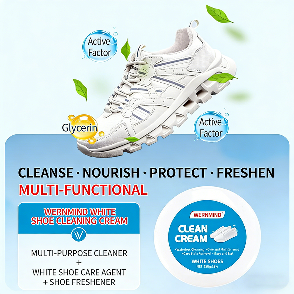 🌟 Vattenfri rengöringskräm för vita skor – djupgående rengöring, ingen sköljning behövs